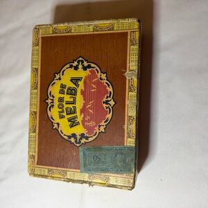 Vintage Flor de Melba 1940s Cigar Box with Yellow Label